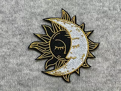 Sun Moon Love Embroidery Iron On Patch Badge Hippy Retro Fun Art 7 Cm Dia • $6.90