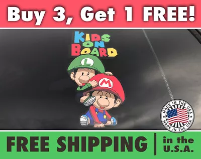 Super Mario Kids On Board Bumper Sticker Decal Sticker Super Mario And Luigi  • $4.99