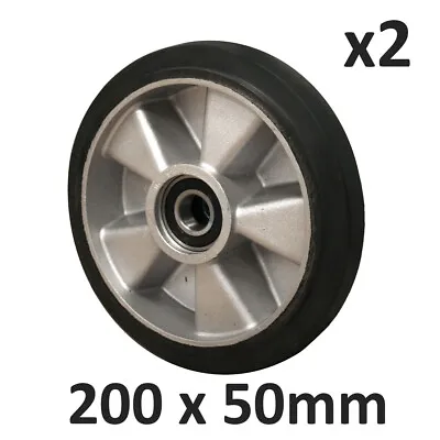X2 PALLET TRUCK STEERING WHEEL / RUBBER / OD 200X50mm WITH BEARINGS • £34.99