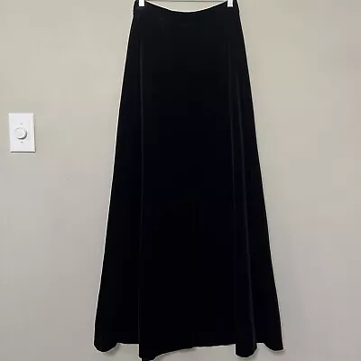 Vintage USA MADE Black Velvet Skirt Maxi Small Extra Tall Whimsigoth Grunge Y2K • $26.99