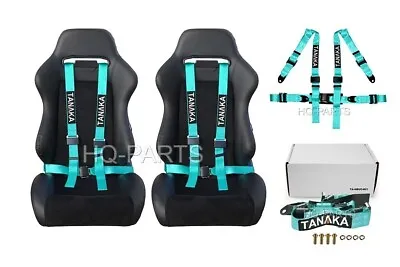 2 Tanaka Universal Mint Green 4 Point Ez Release Buckle Racing Seat Belt Harness • $82.99
