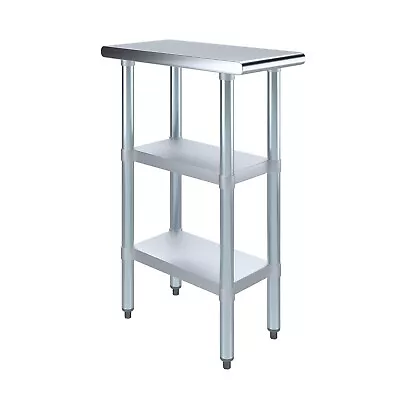 24 In. X 12 In. Stainless Steel Work Table With 2 Shelves | Metal Utility Table • $199.95