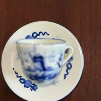 Vintage Delft Blue On White Miniature Cup & Saucer - Regina - Holland • $5