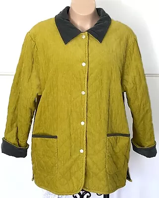 Denim And Co. Barn Coat Reversible Women’s 2X Corduroy Mustard Yellow Quilted • $29.95