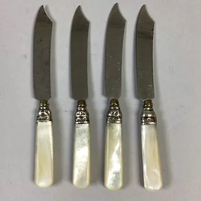 Set Of 4 Vintage Sterling Silver Mother Of Pearls Cheese Knives • $15