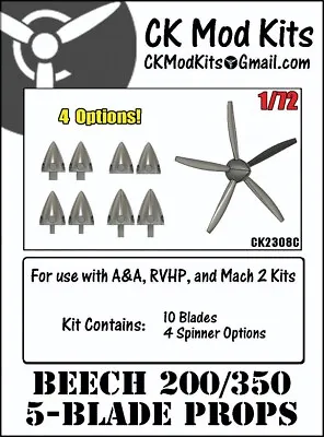 Beech 200/350 5-Blade Propellers In 1/72 - For A&A RVHP And Mach 2 Kits • $5