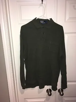 Polo Ralph Lauren Men's Cotton Long Sleeve Green Pony Polo Shirt Sz M Pocket • $19.99