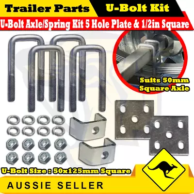 Galvanized Leaf Spring U Bolt Kit Suits 50mm Square Axle With 50x125mm U-Bolts • $350.99