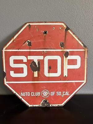 Antique Porcelain AAA Auto Club So Cal Stop Sign • $350