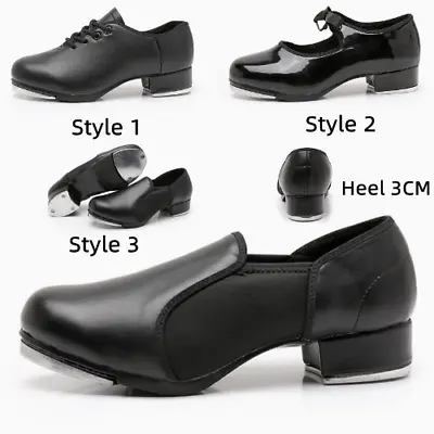 Men Women Lace Up Jazz Tap Dance Shoes Comfortable Patent Leather Dance Shoes • £79.99
