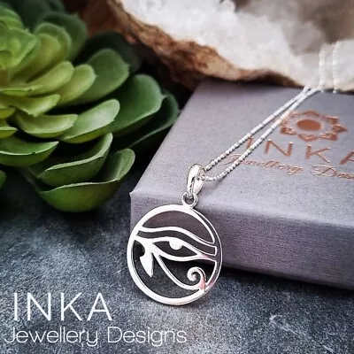 Inka Sterling Silver 16  Necklace With Beautiful Eye Of Horus Ra Pendant • $27.78