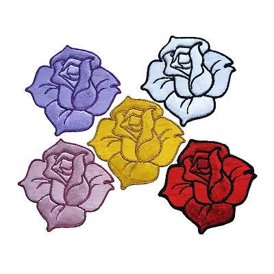 Rose Flower Patch Embroidered Iron On Patches Floral Dress Applique Badge Craft • £2.20
