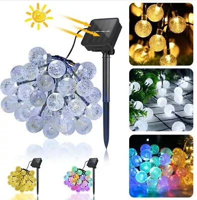 £11.99 • Buy SOLAR POWERED String Lights LED Retro Bulb Garden Fairy Ball Hangin Outdoor Lamp