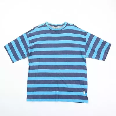 Vintage 90s Rush Surf Skate Grunge Bold Stripe T-shirt Blue Single Stitch L • $44.99