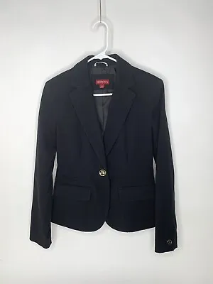 Merona Jacket Coat Women Size 4 Black Long Sleeve Pockets Button Ladies • $14.39