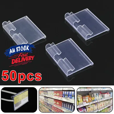 £20.24 • Buy 50X Label Holders Retail Tag Plastic Clear Holder Wire Shelf Label Display
