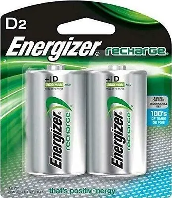 Energizer D2 Rechargeable Size D Battery  2-Count Recharge NiMH • $15.35