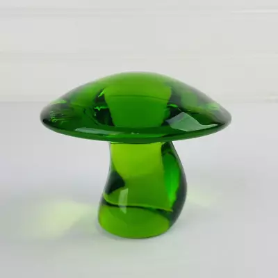 MCM Vintage Viking Glass Green Mushroom Paperweight 2.25 H X 2.75”W • $119