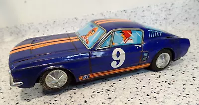 Vintage Taiyo Battery Bump-N-Go Ford Mustang GT Tin Litho Toy Car Japan #9 • $59