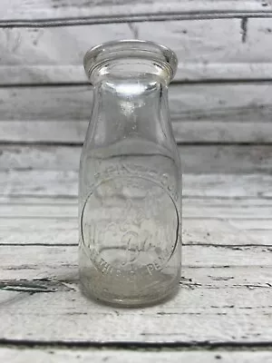VTG Northbeth Dairy Bethlehem PA Embossed Clear Glass Half Pint Pyro Milk Bottle • $20