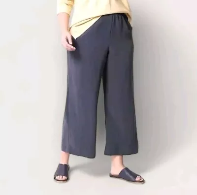 Pure Jill Sand Washed Wide Leg Crop Pants LP Blue Modal • $27.95