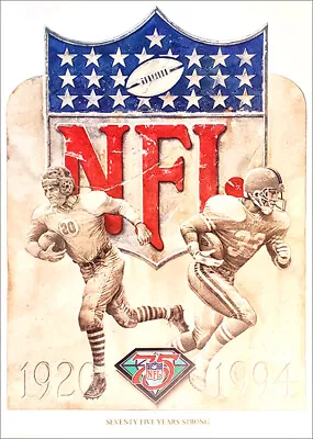 NFL Football 75th Anniversary 1994 Commemorative 24x34 POSTER By Merv Corning • $17.99