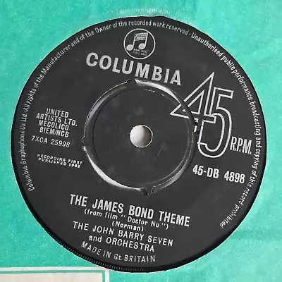THE JAMES BOND THEME - John Barry Seven And Orchestra 1962 7  Vinyl Single • £8.88