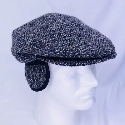 Vintage Harris Tweed Eddie Bauer Wool Hat Cap Ear Flap Cabbie Newsboy Driving • $22.99