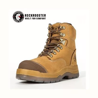 ROCK ROOSTER Work Boots Steel Toe Safety High Leg Lace-Up AK232 • $133.20