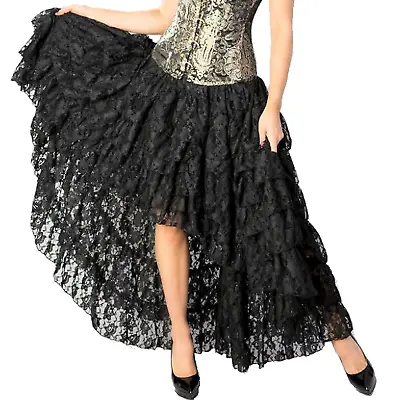 Burleska Maxi Long Skirt Rennaissance Victorian Pirate Layered Ruffles High Low • $66.59