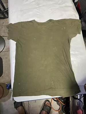 Vintage 1970s US Army Vietnam War Green Blank Single Stitch T-shirt Sm #1 As Is • $20