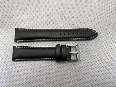 20mm Hadley-Roma MS885 Mens Black Oil-Tan Water-Resistant Leather Watch Band • $29.95