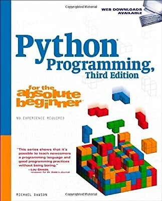 £4.33 • Buy Python Programming For The Absolute Beginner, Dawson, Mike, Used; Good Book