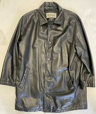 M. JULIAN X WILSONS Vintage Full Button Leather Car Coat In Black Size L • $95