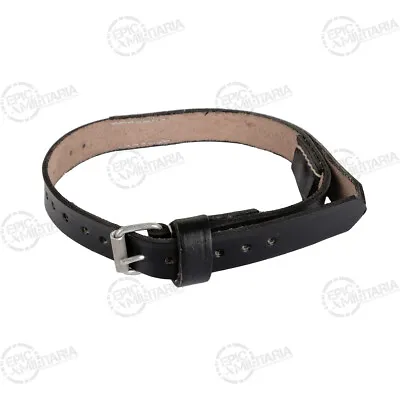 WW2 German Zeltbahn Equipment Strap - Black Leather Poncho Tent • £10.25