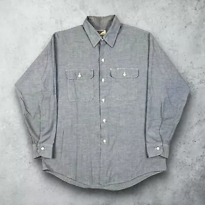 Vintage 70s Big Mac Chambray Farm Work Shirt Blue Size XL Workwear USA • $29.99