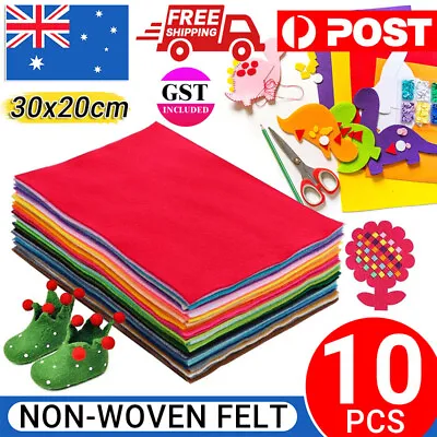 10 X Handicraft A4 Sheet Felt Fabric Crafting 1mm Thick Sewing Glue Scrapbooking • $6.95