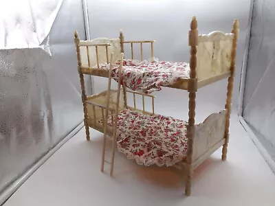 D7 Barbie Doll Sized Bed Marbled Plastic Double Bunk Bed And Bedding Deer • $99.99