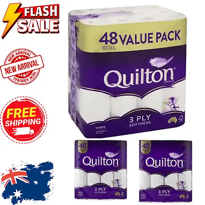 $35.25 • Buy 48x Quilton Best Toilet Paper Tissue Rolls 3-Ply 180 Sheets - Free Postage AU