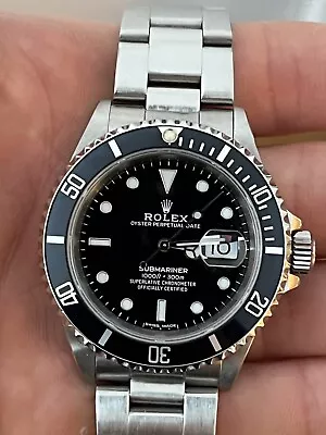 Rolex Submariner Men's Black Watch - 16610 • $7700