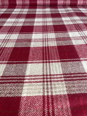 Laura Ashley Cranbourne Check Drape Cranberry Wool Fabric SOLD PER METRE  • £29.99