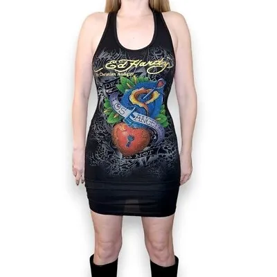 Vintage RARE Y2K Ed Hardy Women  Death Is Certain Life Is Not  Tank Dress Small • $139.30