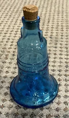 Wheaton Glass Liberty Bell Bottle Blue 7 3/4  Reproduction • $7.49