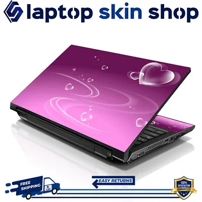Laptop Skin Sticker Notebook Decal Cover Pink Hearts For Acer Dell Apple 17-19 • $12.95
