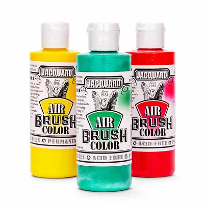 £5.99 • Buy Jacquard Airbrush Paint 4oz Bottle - 48 Colours - Water Resistant Leather Fabric