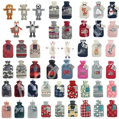 £9.49 • Buy Large 2l Natural Rubber Hot Water Bottle With Warm Knitted Fleece Faux Fur Cover