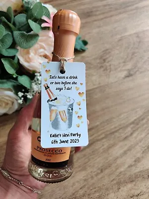£3 • Buy X8 Personalised Hen Do Party Favours Night Champagne Prosecco Gift Tag Bag Label