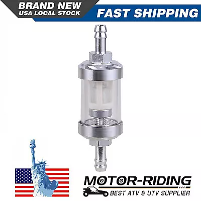 Silver 5/16  8mm Inline Gas Fuel Filter Universal Reusable Washable Motorcycle • $7.95