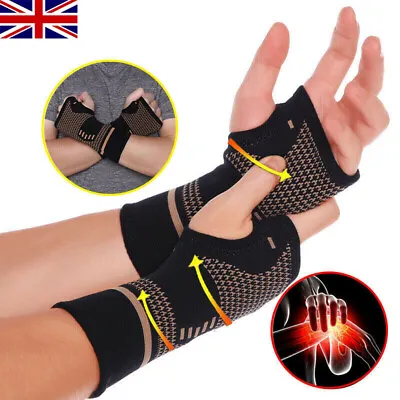 £4.35 • Buy Copper Wrist Hand Brace Support Carpal Tunnel Splint Arthritis Sprain Pain Strap