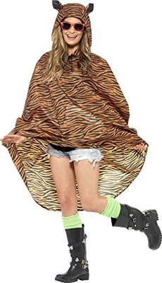 $20.61 • Buy Smiffys Tiger Party Poncho, Tiger Print